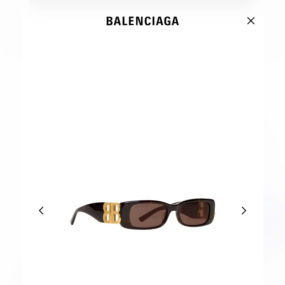 Balenciaga Sunglasses in Dark Brown with Gold Detail - Picture 1 of 4